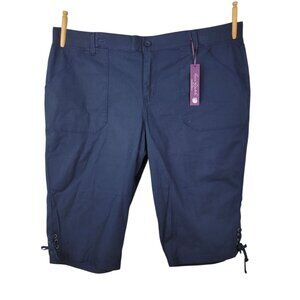 NEW Gloria Vanderbilt Capri Pants Board Shorts Plus 18W Stretch Waist Navy